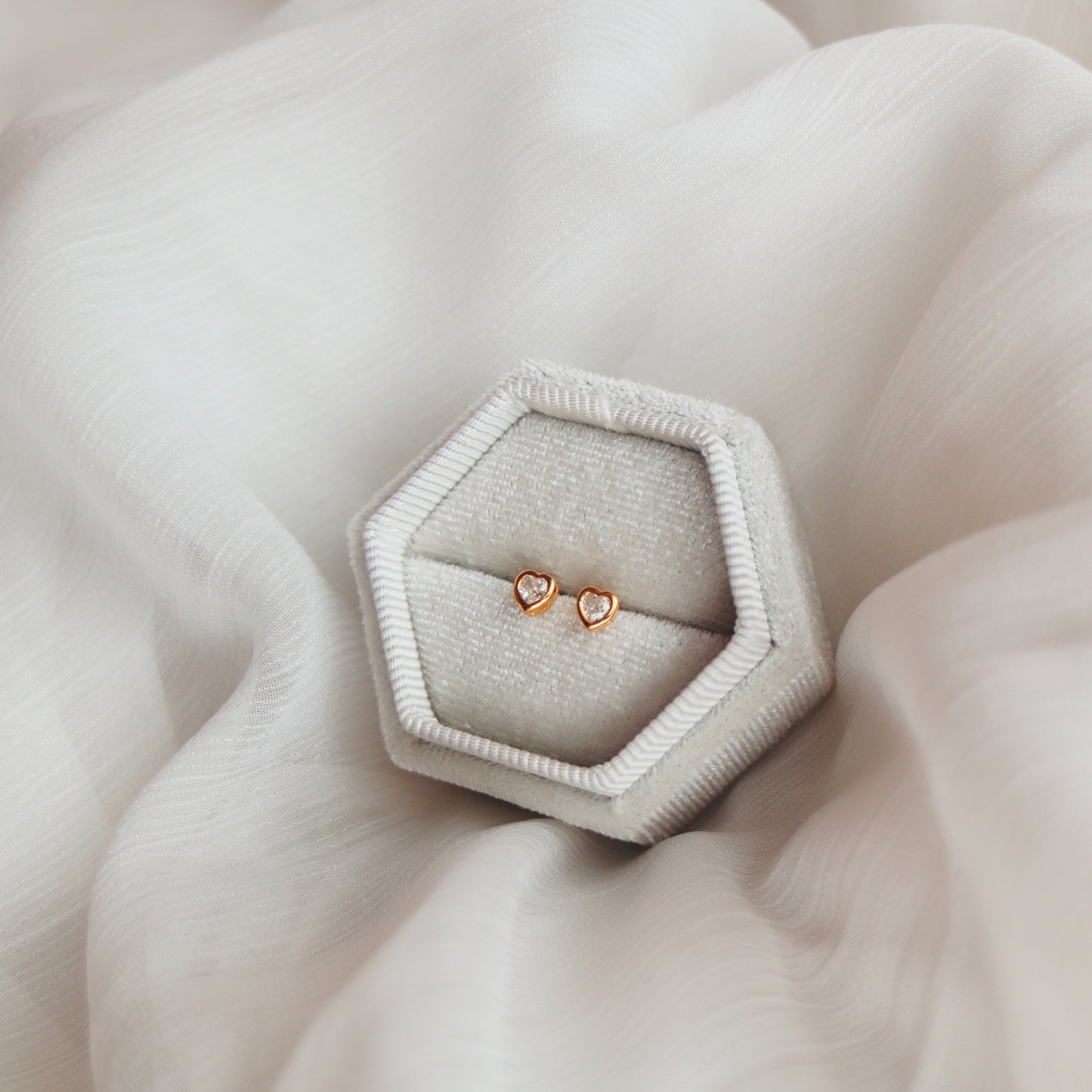 Mini Sparkly Heart Stud Earrings