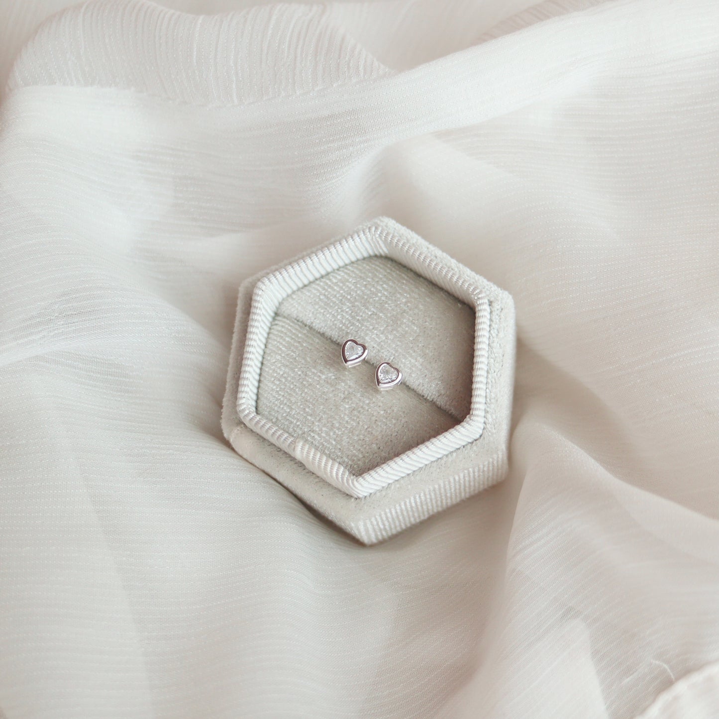 Mini Sparkly Heart Stud Earrings