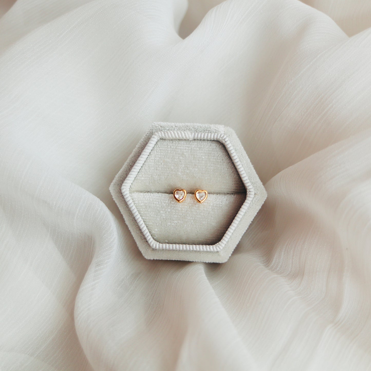 Mini Sparkly Heart Stud Earrings